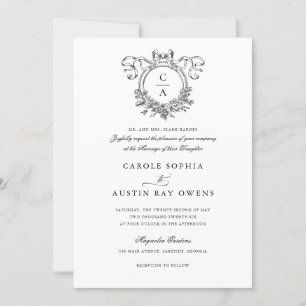 Invitation Vintage Élégant Mariage de ruban à ruban à poignet