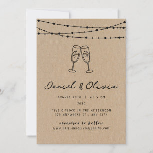 Invitation Vintage Élégant minimaliste Brown Mariage noir