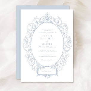 Invitation Vintage Élégant Ornement Floral Feuilles Mariage