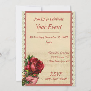 Invitation Vintage Élégant Romantique Partition Musique Dente