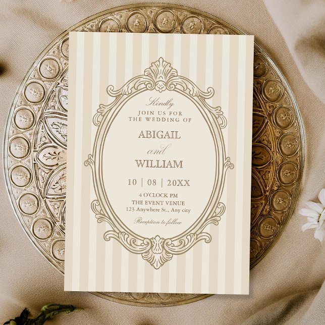 Invitation Vintage elegant soft beige wedding  (Créateur téléchargé)