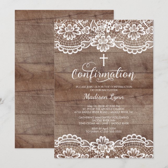 Invitation vintage en bois rustique de (Devant / Derrière)