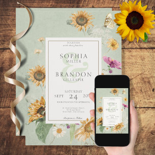 Invitation Vintage été tournesol Mariage floral