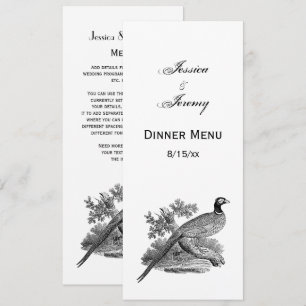 Invitation Vintage faisan Jeu Oiseau Dessin BW