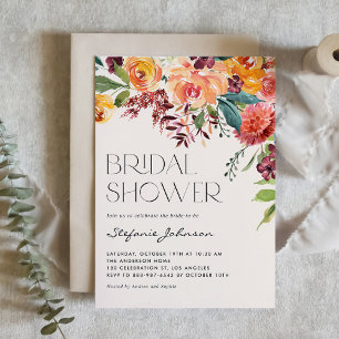 Invitation Vintage Fall Floral Bouquet Fête des mariées
