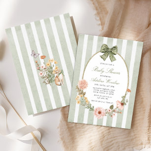 Invitation vintage Fall Floral Sage Baby shower