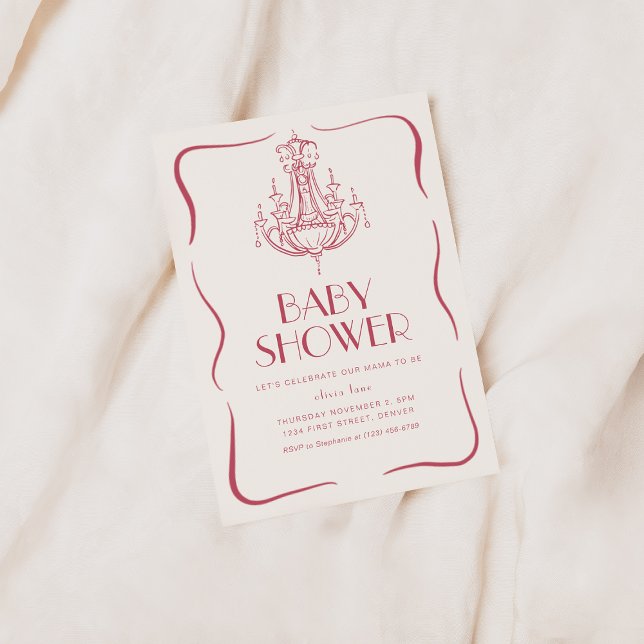 Invitation vintage fantaisiste rose pour Baby Show (Créateur téléchargé)