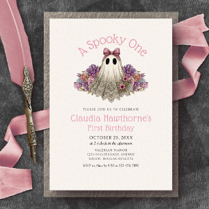 Invitation Vintage Fantôme Halloween 1er Premier Anniversaire