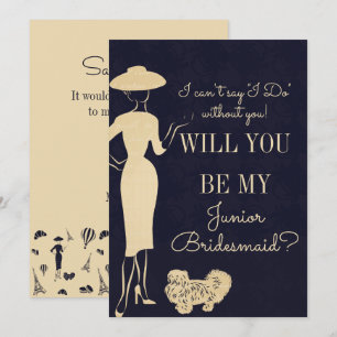 Invitation Vintage Fashion Be My Jr Junior Bridesmaid Card