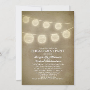 Invitation vintage fête de fiançailles des lanternes rustique