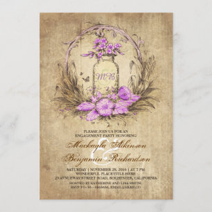 Invitation Vintage fête d'engagement rustique en pot de mason