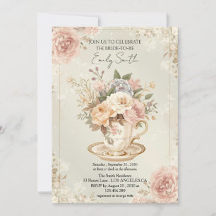 Invitation Vintage Fête des mariées romantique chic