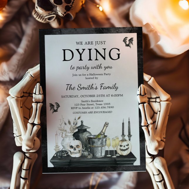 Invitation Vintage fête d'Halloween (Dying to Party with you Vintage Halloween Party Invitation)