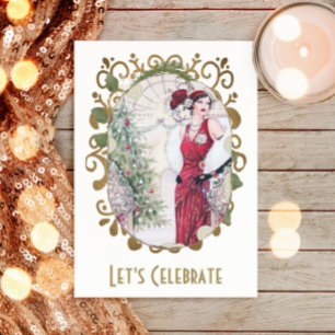 Invitation Vintage Flapper Gatsby Fête de Noël