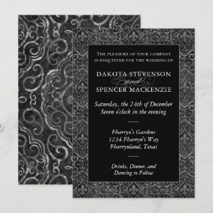 Invitation Vintage Fleur de Lis Damask   Grunge Mariage