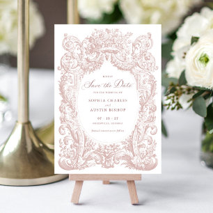 Invitation Vintage Floral Baroque Frame Blush Enregistrer la