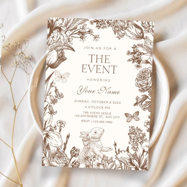 Invitation Vintage floral botanical  (Créateur téléchargé)