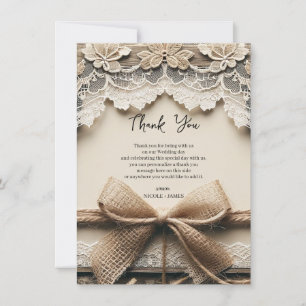 Invitation Vintage Floral Dentelle Burlap Rustique Merci