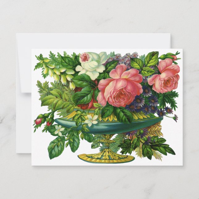 Invitation Vintage Floral Roses Roses Rose Jardin Fleur Invit (Devant)