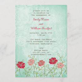 Invitation vintage florale et de feuille (5x7)