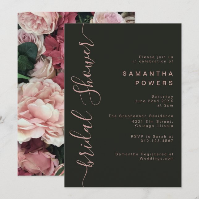 Invitation Vintage florale minimale (Devant / Derrière)