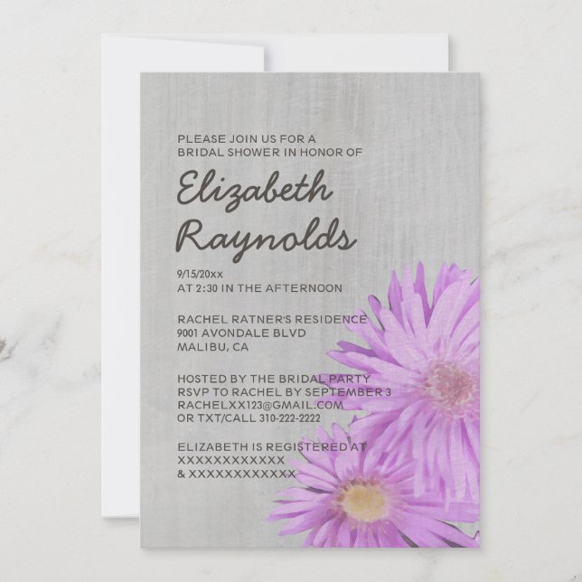 Invitation Vintage Frikart, Aster Bridal Shower (Devant)