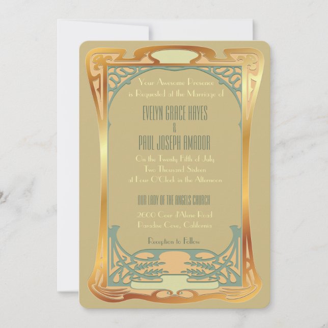 Invitation ~ vintage Gatsby d'art déco inspiré (Devant)