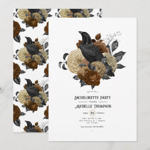 Invitation Vintage Glam Ambre Corbeau Gothique Enterrement de