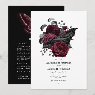 Invitation Vintage Glam Bourgogne Floral Gothique Bachelorett