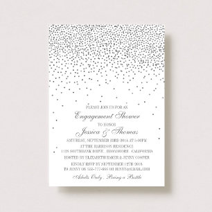 Invitation Vintage Glam Silver Confetti Fiançailles douche