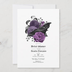 Invitation Vintage Glam violet corbeau Fête des mariées gothi