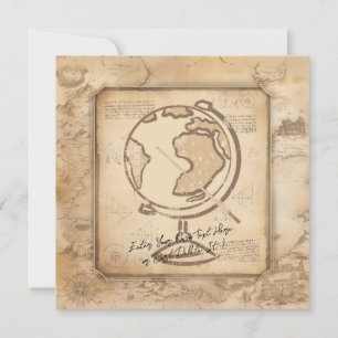 Invitation Vintage Globe. Géographie et histoire Cadeau de l'