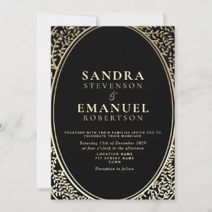 Invitation Vintage Gold et Black Mariage