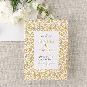 Invitation Vintage Golden Ditzy Floral Mariage