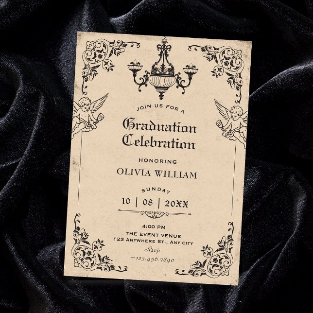 Invitation Vintage gothic arch angels graduation (Créateur téléchargé)