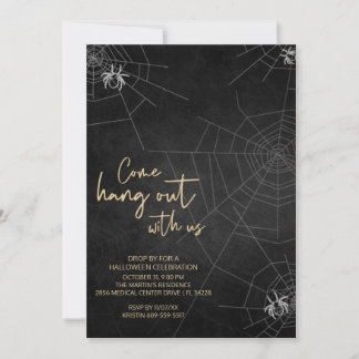 Invitation Vintage Gothique Chalkboard Spider Halloween Party