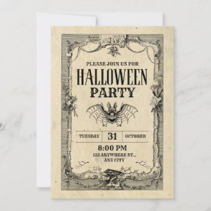 Invitation Vintage Gothique pour Soirée Halloween