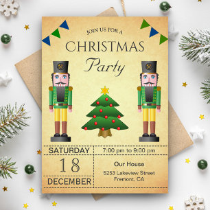 Invitation Vintage Green Nutcracker Fête de Noël