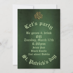 Invitation Vintage grundge vert irlandais chanceux shamrock