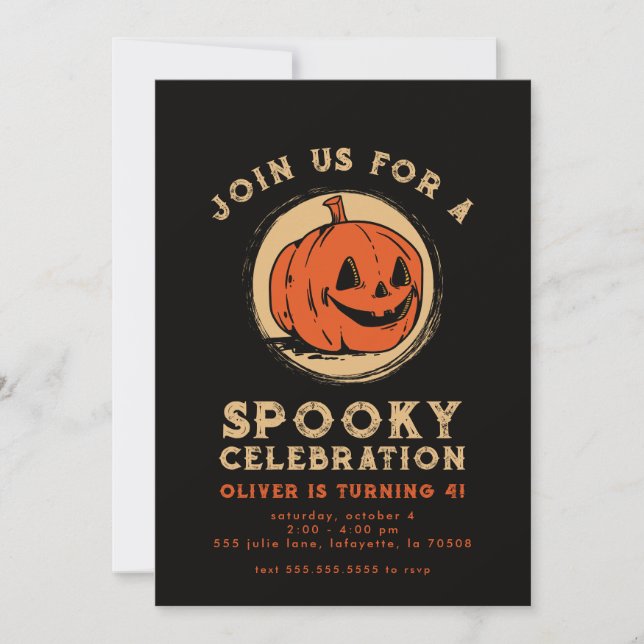 Invitation Vintage Halloween Citrouille fête d'anniversaire (Devant)