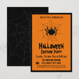 Invitation Vintage Halloween Déplaisante Scary Black Spider P