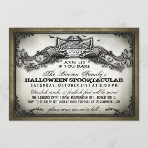 Invitation Vintage Halloween Peur Rejoignez-nous si vous osez