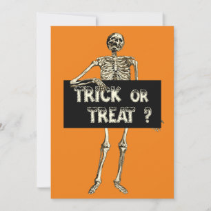 Invitation Vintage Halloween Trick or Treat squelette