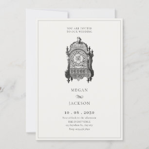 Invitation Vintage horloge murale antique mariage