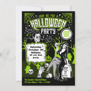 Invitation Vintage Horreur Adulte Halloween Costume Party