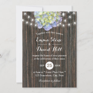 Invitation Vintage Hydrangea String Lumières Barre Mariage en