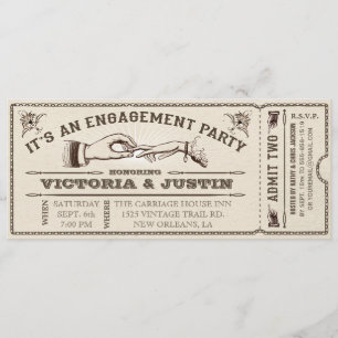 Invitation vintage III de billet de partie de