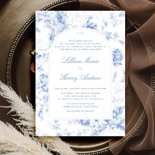Invitation Vintage Jardin Bleu Toile Arch Mariage classique