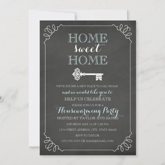 Invitation Vintage Key Chalkboard (Devant)