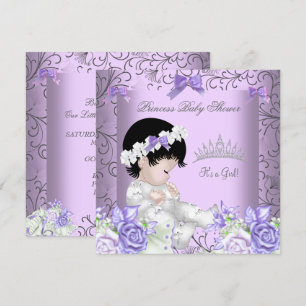 Invitation Vintage Lavande violet gris Baby shower fille